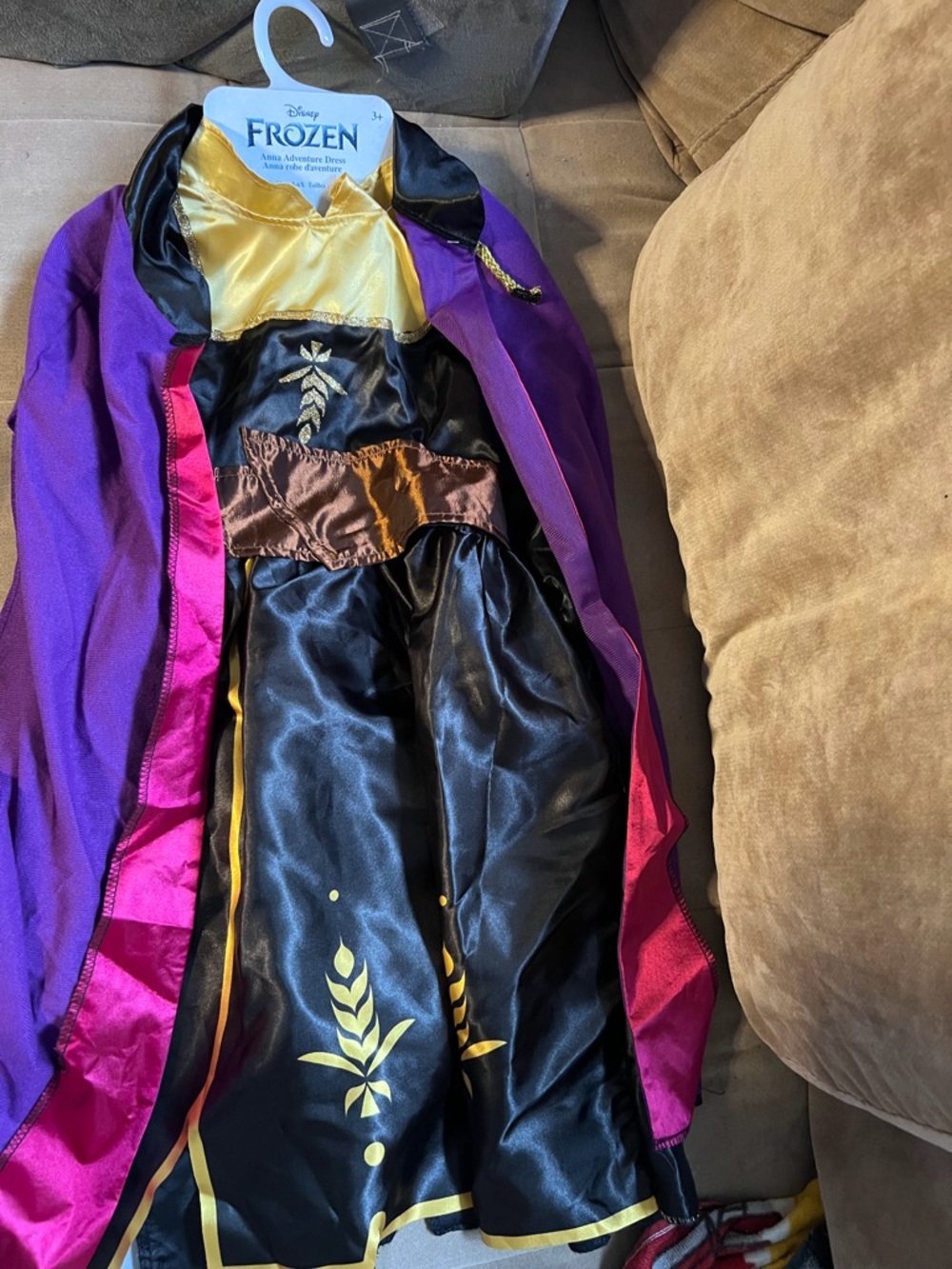 Disney Anna Inspired Purple, Black and Gold Dress with Cape
